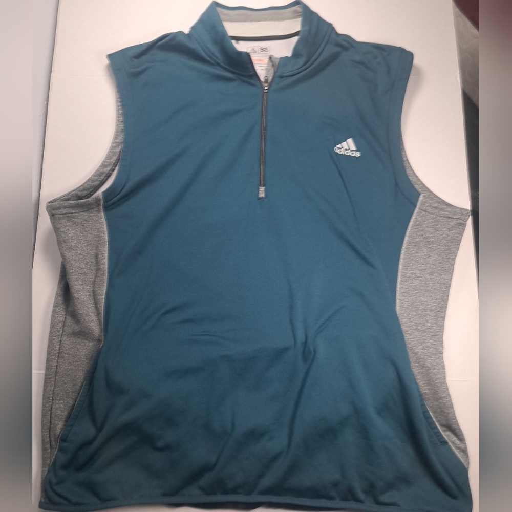 Adidas Golf Vest Men 2XL Gray 1/4 Zip Climaheat Alpine Warm
